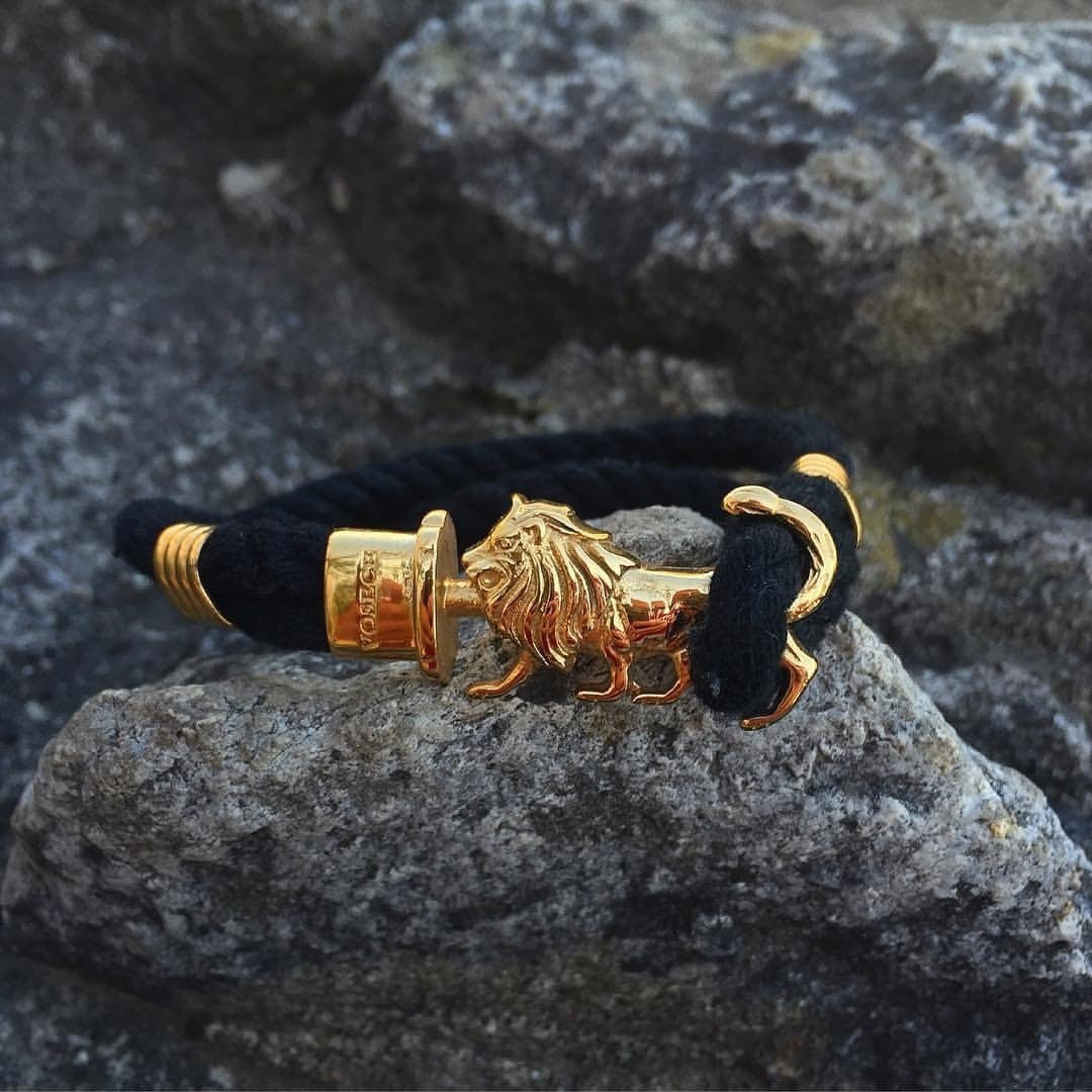 Gold Full Lion - Black Nylon